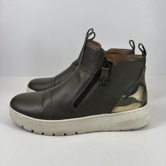 Vionic Brinkley Women's US 7.5 Olive Green Leather Camo Side Zip Sneaker Bootie - Picture 9 of 16